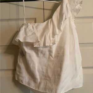 Isabel Etoile Marant White One-Shoulder Ruffle Women's Top